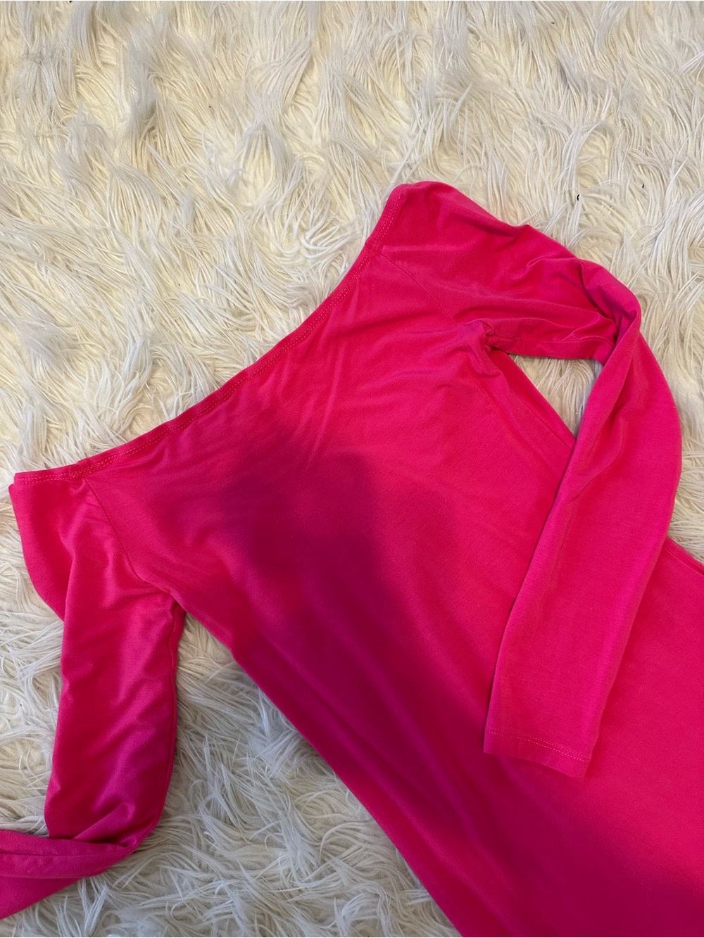 Bright Hot Pink Off-Shoulder Dress